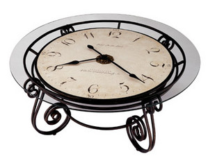 Howard Miller Round Glass Cocktail Table with Clock