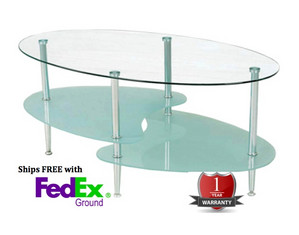 Walker Edison Wave 38 inch Oval Coffee Table - Fast FREE FedEx Shipping!