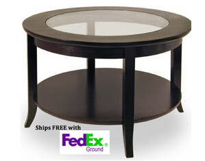 Winsome Genoa Round Coffee Table with Glass Top