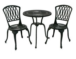Alfresco Home Cannes 24 inch Round Bistro Set in Black - Fast FREE FedEx Shipping!