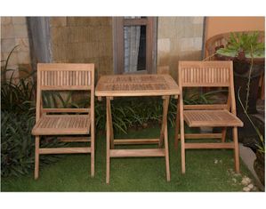 Anderson Teak Windsor 24 inch Square Picnic Folding Table with 2 Folding Chairs - Fast FREE FedEx Shipping!