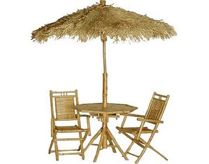 Bamboo 54 Palapa Chairs and Umbrella Set - Fast FREE FedEx Shipping!