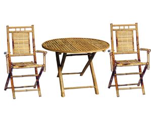 Bamboo 54 Round Table with 2 Chair Set - Fast FREE FedEx Shipping!
