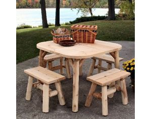 Lakeland Mills 42 inch Roundabout Table with 2 Benches Patio Dining Set - Fast FREE FedEx Shipping!
