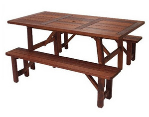 Great American Woodies Cedar Harvest Dining Set with 60 inch Benches - Fast FREE FedEx Shipping!
