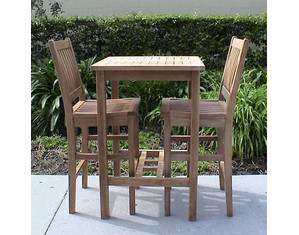 Anderson Teak Avalon 27 inch Square Bar Table and Chairs - Fast FREE FedEx Shipping!