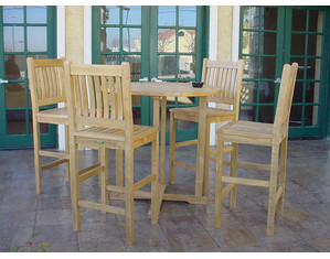 Anderson Teak Avalon 39 inch Round Bar Table and Chairs - Fast FREE FedEx Shipping!
