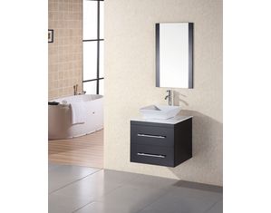Design Element Elton 24inch Espresso Finish Single Sink Vanity Set with White Stone Countertop