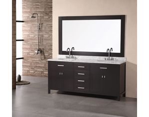 Design Element London 72inch Espresso Finish Double Sink Vanity Set