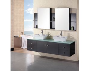 Design Element Portland 72inch Espresso Finish Double Sink Vanity Set