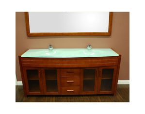 Design Element Waterfall 72inch Honey Oak Finish Double Sink Vanity Set