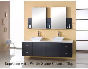 VIRTU USA Inc. 72 Inch Clarissa Espresso with Stone Top Bathroom Vanity