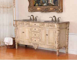 VIRTU USA Inc. Alexandria with Travertine Stone Top Bathroom Vanity