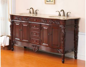 VIRTU USA Inc. Odessa with Travertine Stone Top Bathroom Vanity