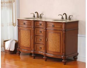 VIRTU USA Inc. Toledo with Travertine Stone Top Bathroom Vanity