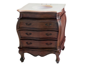 Belle Foret 30351R Single Basin Aged Walnut with Cream Marble Bathroom Vanity - Fast FREE FedEx Shipping!
