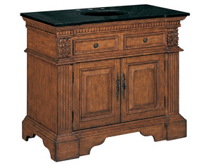 Belle Foret 33040R Single Basin Vintage Oak with Black Granite Bathroom Vanity - Fast FREE FedEx Shipping!