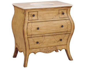 Belle Foret 65135R Single Basin Light Brown with Cream Marble Bathroom Vanity - Fast FREE FedEx Shipping!