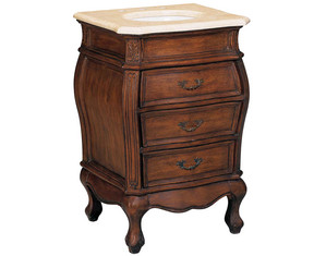 Belle Foret 65226R Single Basin Aged Walnut with Cream Marble Bathroom Vanity - Fast FREE FedEx Shipping!