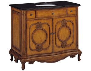 Belle Foret 70169R Single Basin Pecan with Black Granite Bathroom Vanity - Fast FREE FedEx Shipping!