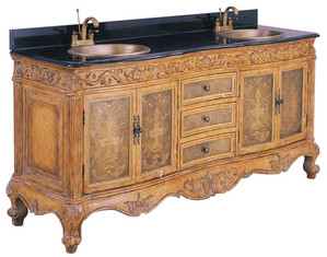 Fairfax Home Furnishings 260024 Double Vanity with Black Granite Top - FREE Inside Delivery!