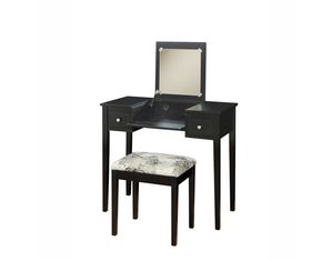 Linon Home Decor Products Black Vanity Set with Butterfly Bench