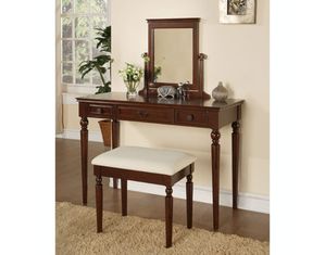 Powell Marquis Cherry Vanity with Mirror and Bench