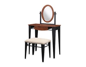 Powell Traditional Faux Mahogany Vanity with Mirror and Bench