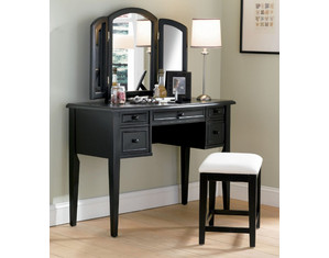 Powell Antique Black Terra Cotta Vanity with Mirror and Bench