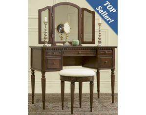 Powell Warm Cherry Vanity with Mirror and Bench