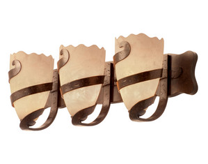 Kalco Lighting Iron Ribbon 3 Light Bath Wall Sconce with Scalloped-Edge Ecru Glass - Fast FREE FedEx Shipping!