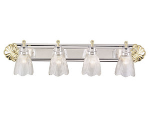 Westinghouse Lighting Four-Light Bathroom Vanity in Chrome and Brass Finish - Fast FREE FedEx Shipping!