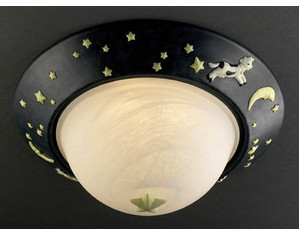 Justice Design Kid's Room Collection Cow Over Moon Flush Mount Ceiling Light