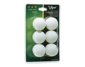 Viper Three Star Table Tennis Ball - 6 Pack - Fast FREE FedEx Shipping!