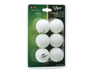 Viper Two Star Table Tennis Ball - 6 Pack - Fast FREE FedEx Shipping!
