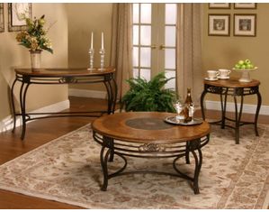 Cramco Ivy Hill Round Engraved Wood Top End Table