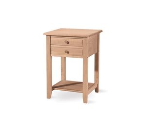 International Concepts Unfinished Lamp Table with 2 Drawers