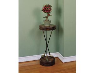 Powell Masterpiece Warm Pecan Golf Themed End Table