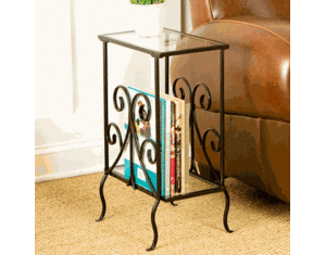SEI Decorative Metal Frame Magazine Table