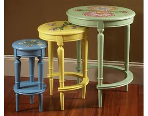 Fairfax Home Furnishings Floral and Pastel Nesting Table Set