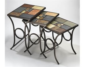 Hillsdale Furniture Pompei Nesting Tables with Metal and Slate Base