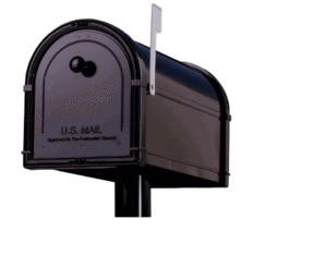 Architectural Mailboxes Bellevue Mailbox Black with Platinum Flag