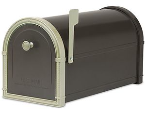 Architectural Mailboxes Bellevue Mailbox Black with Powder Coat White Bronze Accents