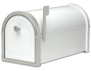 Architectural Mailboxes Bellevue Mailbox White with Powder Coat Platinum Accents