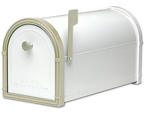 Architectural Mailboxes Bellevue Mailbox White with Powder Coat White Bronze Accents