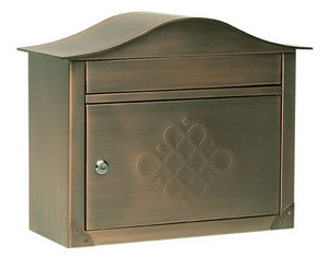 Architectural Antique Copper Peninsula Mail Box with Embossed Door - Fast FREE FedEx Shipping!