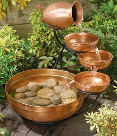 Smart Solar Brushed Copper Cascade Fountain (DISCO 6/20/08) image