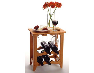 Winsome 6 Bottle Wine Rack with Pine Finish
