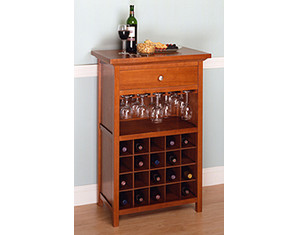 Winsome Walnut Finish Wine Cabinet