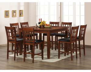 Baxton Studio Amber Modern Pub Set 7 Piece Modern Dining Set with Cherry Finish